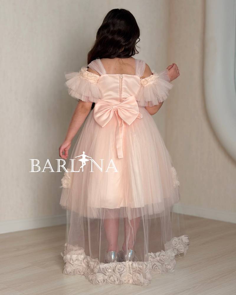 Girls' fluffy tulle dress with a light train