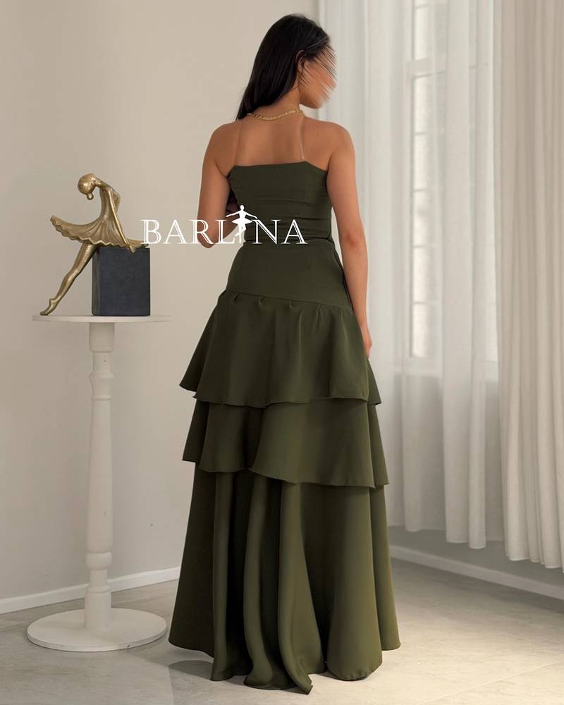Sleeveless olive layered dress