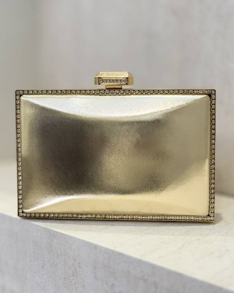 Evening Bag with a Square Crystal-Embellished Frame