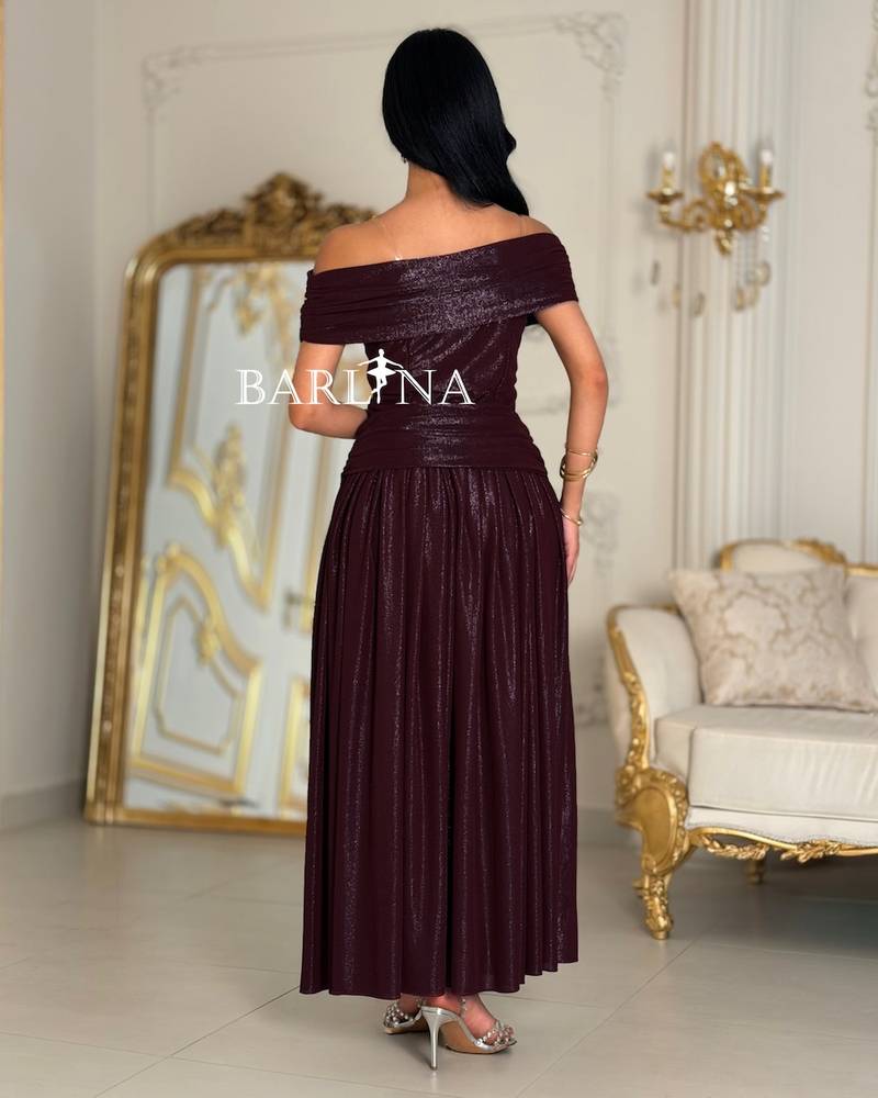 Long dark lilac pleated dress