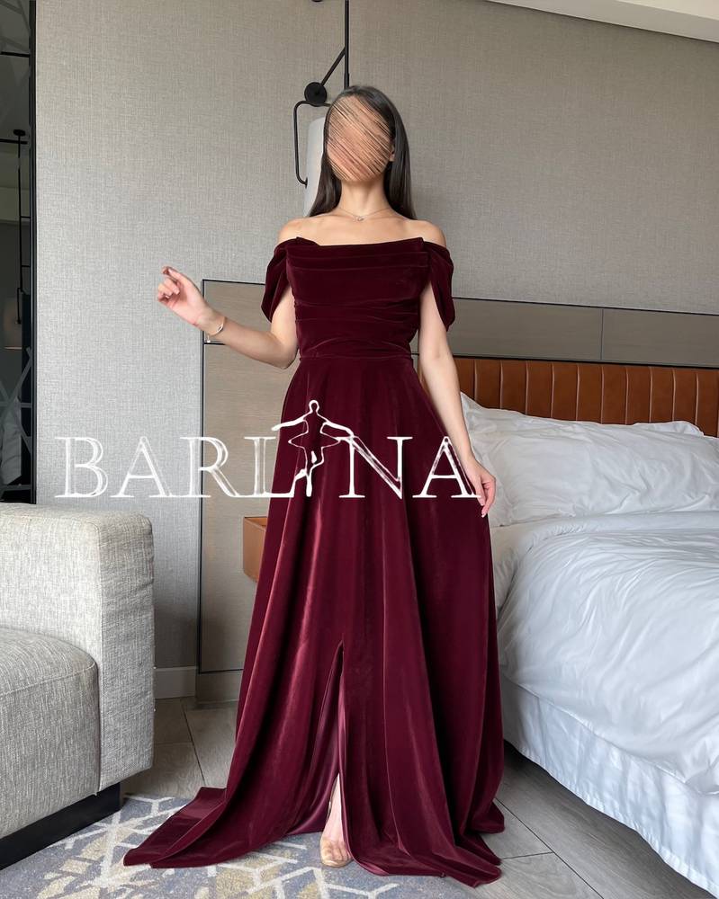 Long burgundy velvet dress