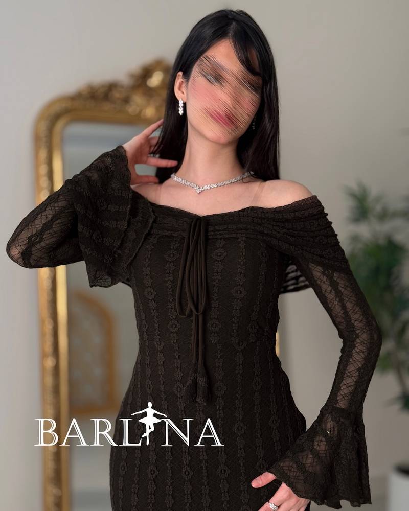 Brown lace mermaid dress