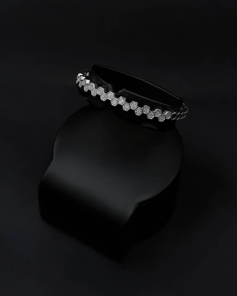 Elegant hexagonal bracelet and ring set