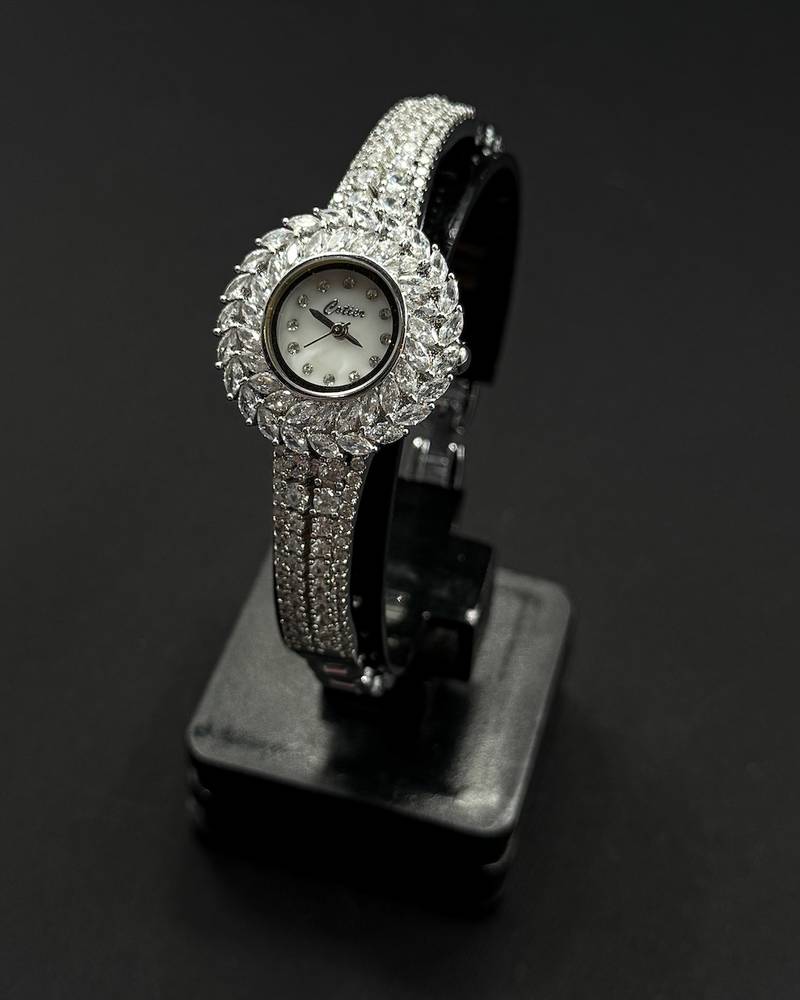 A luxury watch studded with zircon stones