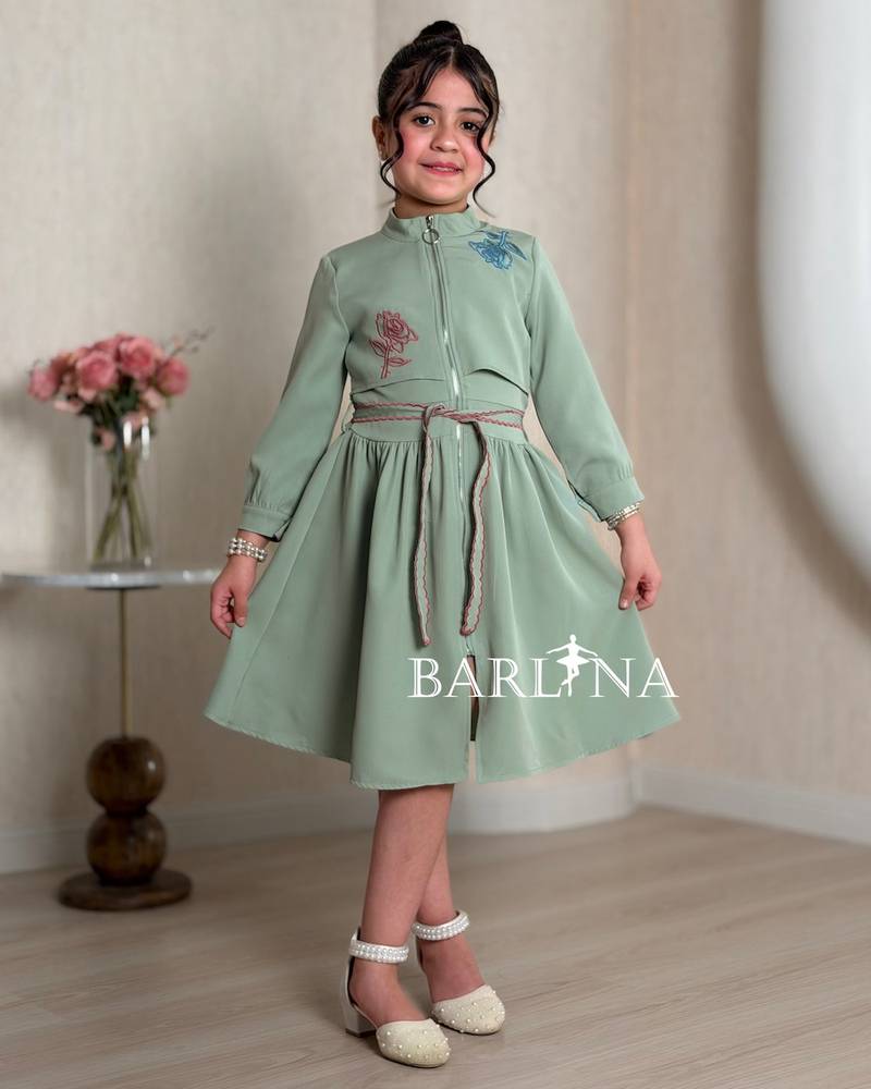 Girls' dark Tiffany dress with front zipper