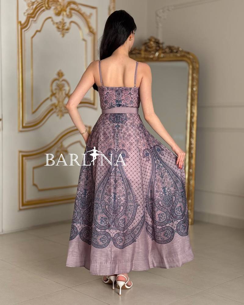 Lilac embellished dress with thin straps