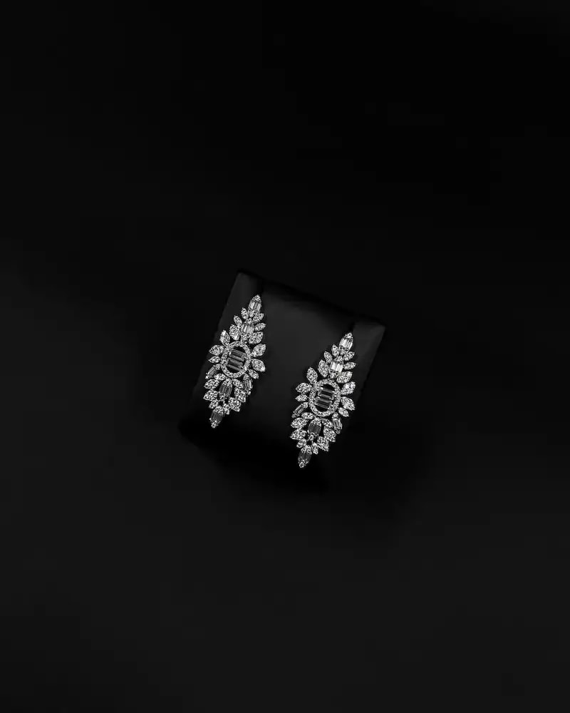 Earrings adorned with sparkling zircon stones