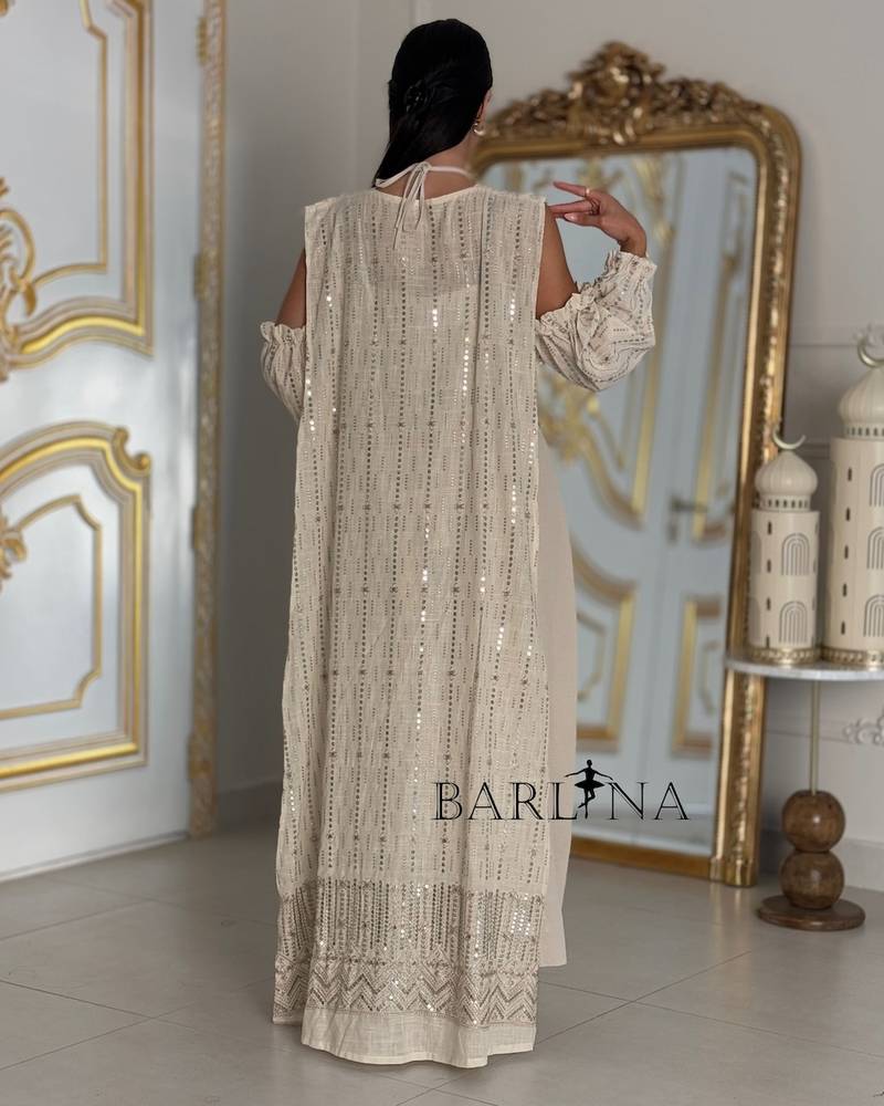 Elegant patterned jalabiya with separate sleeves