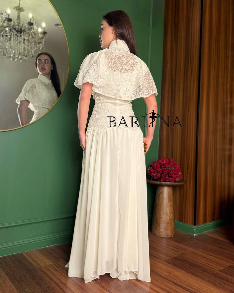 Long white dress with delicate lace
