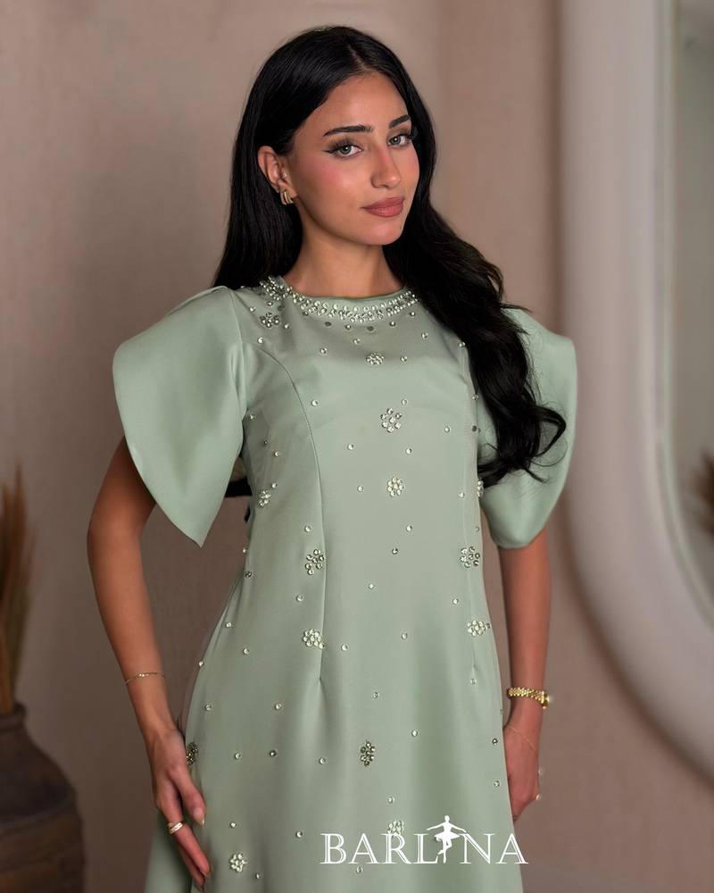 Elegant dress with a wide cut and short sleeves