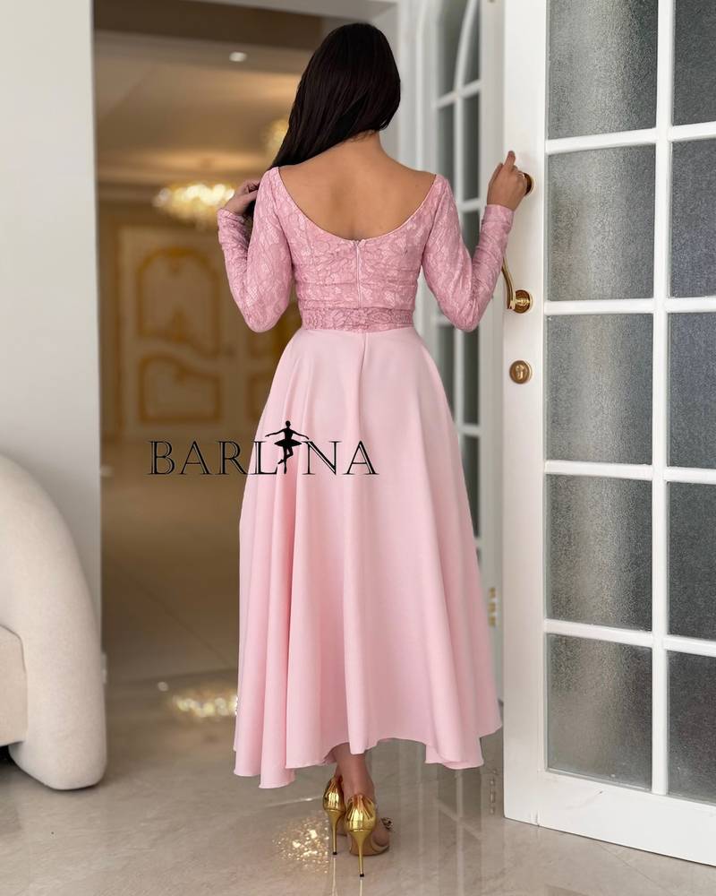 Pink dress with lace bodice