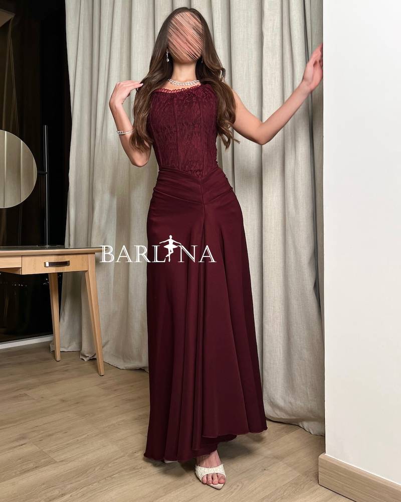 Burgundy Sleeveless Lace Corset Dress
