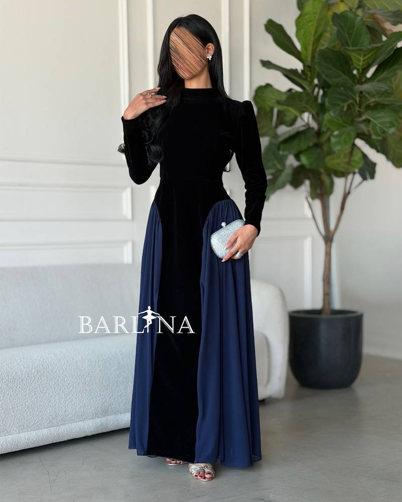 Black velvet dress with a soft design