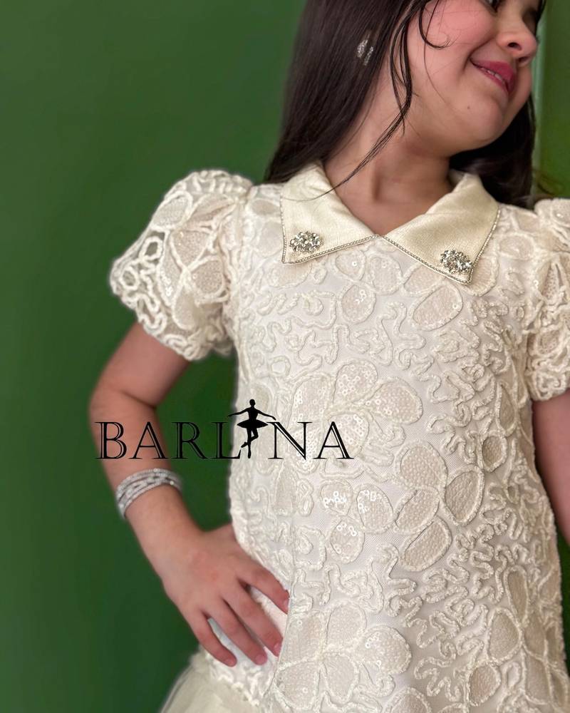Elegant beige girls' dress for special occasions