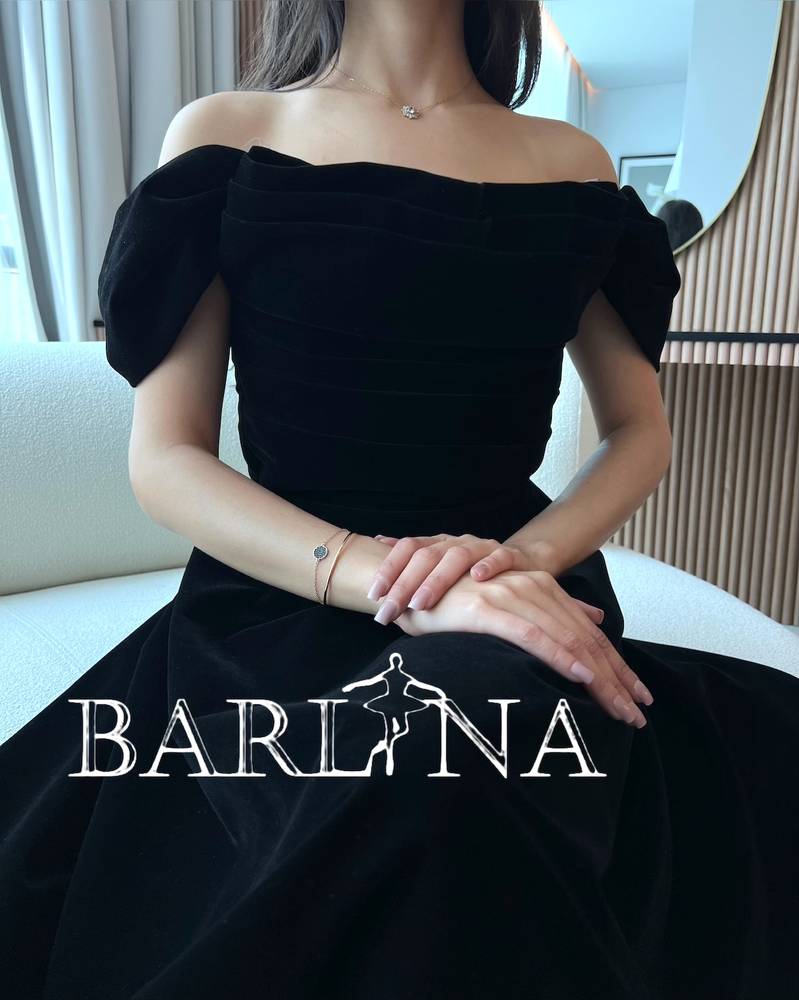 Long black velvet dress