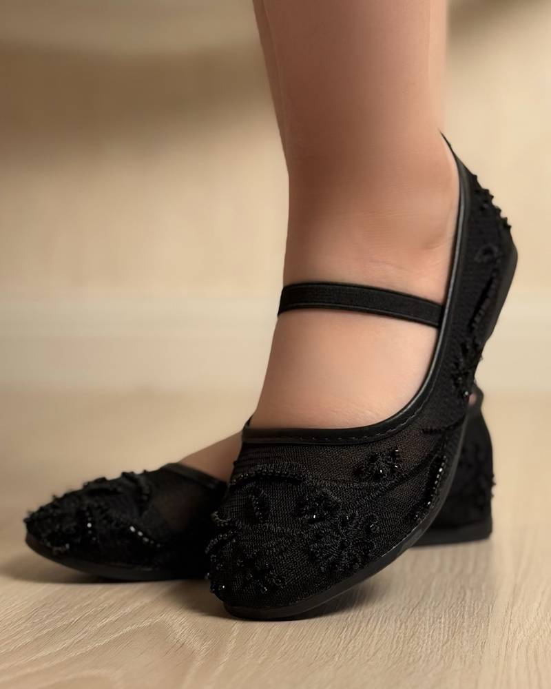 Stylish girls' shoes, transparent and patterned