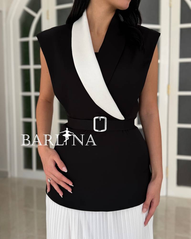 Elegant two-tone blazer dress