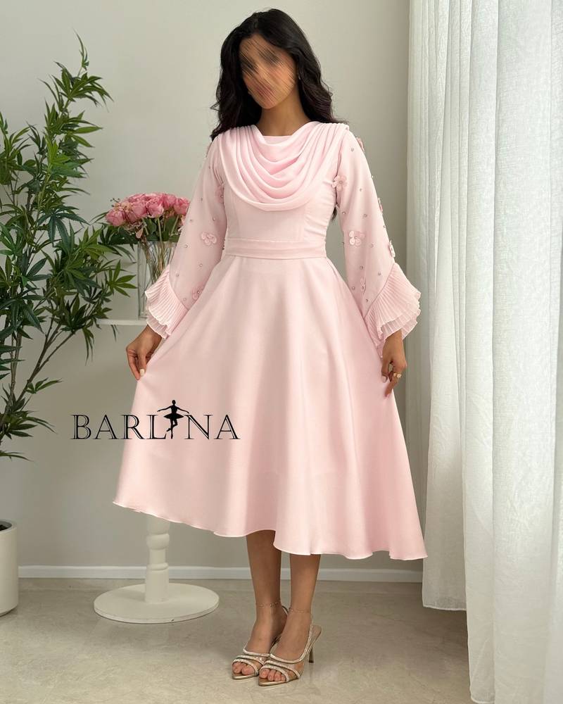 Soft midi dress with draped pleats
