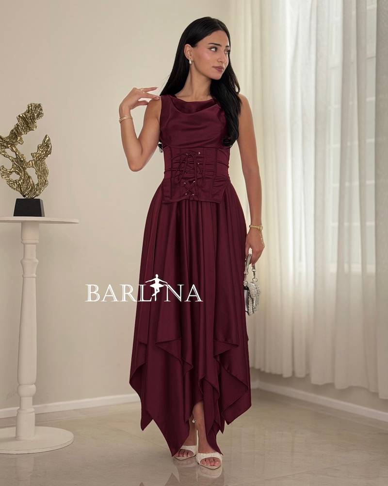 Burgundy corset dress with front tie