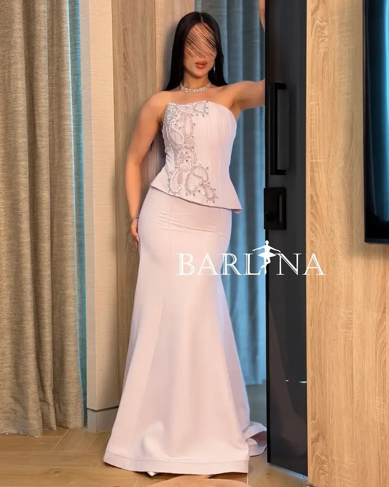 Pink evening dress with a crystal-embroidered corset