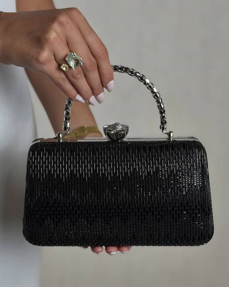 A shimmering evening bag with elegant beaded details