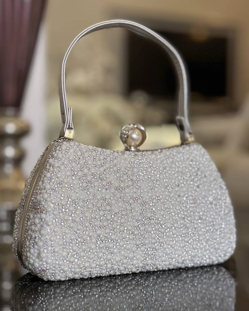 Pearl-embellished evening bag