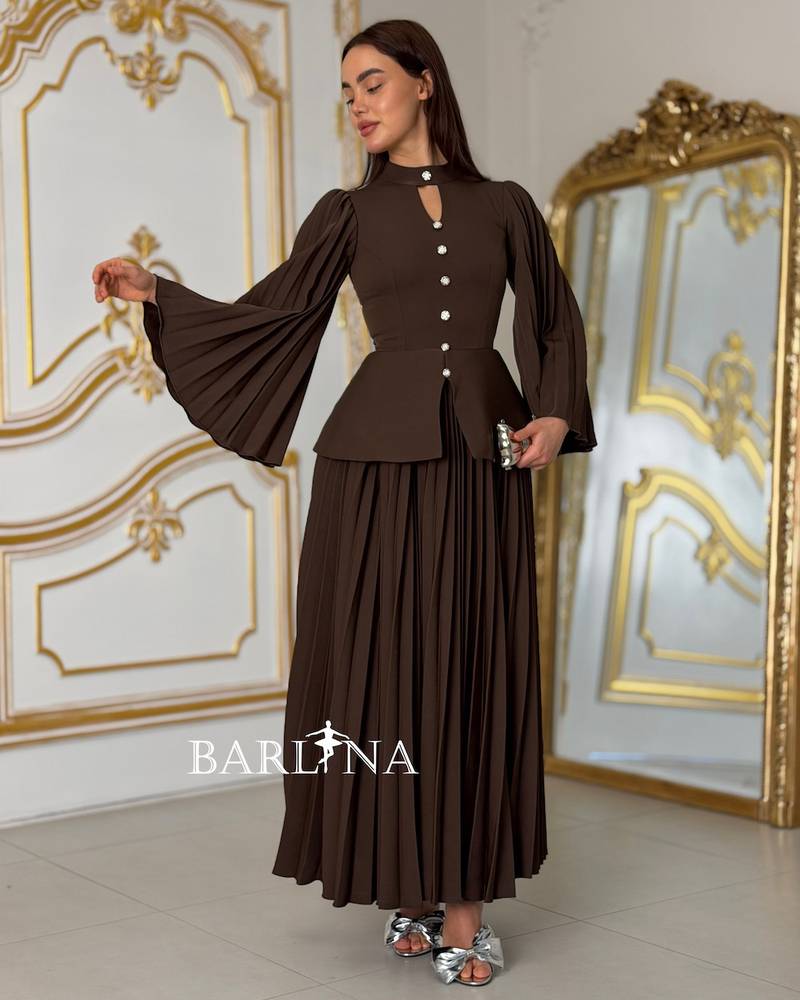 A stylish brown dress with an elegant cut