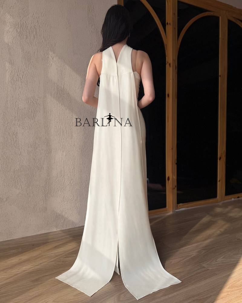Off-white dress with scattered crystal roses