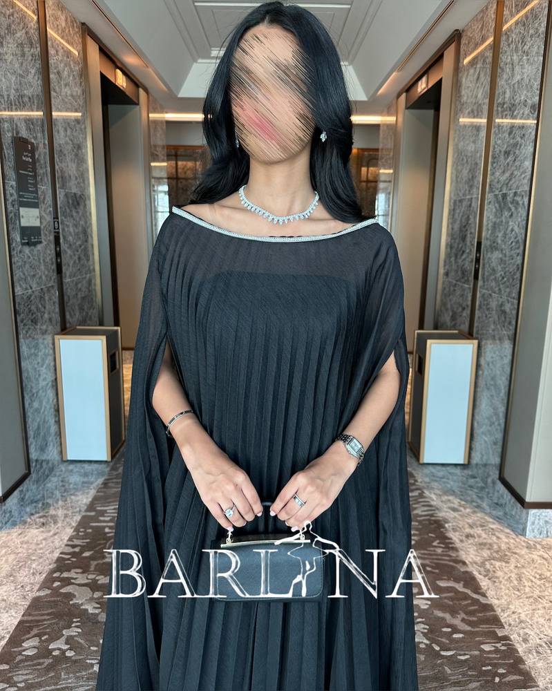 wide black pleated dress