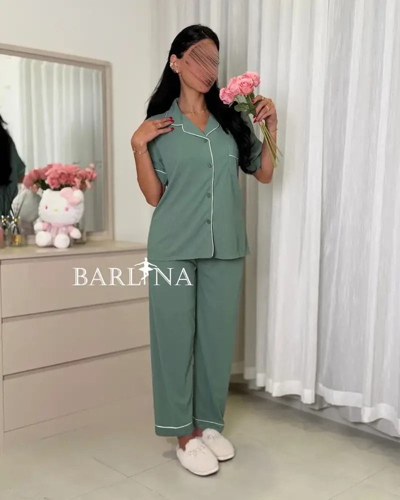 Classic style pajamas with front buttons