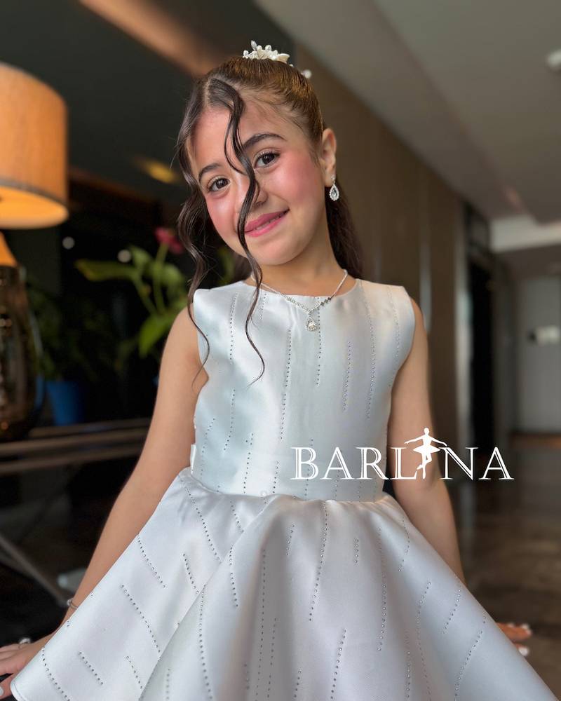 Girls' white dress with pink details