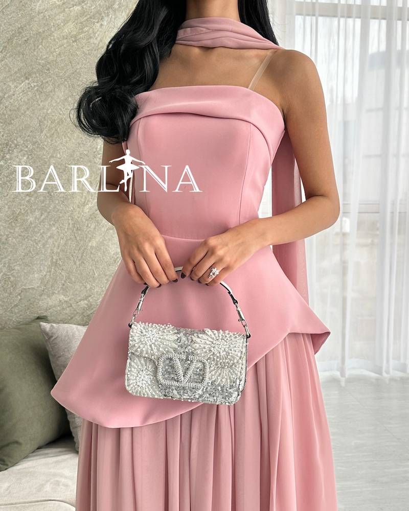 Pink dress with multiple soft pleats