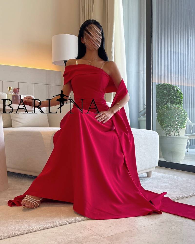 Elegant one shoulder red dress with side shawl