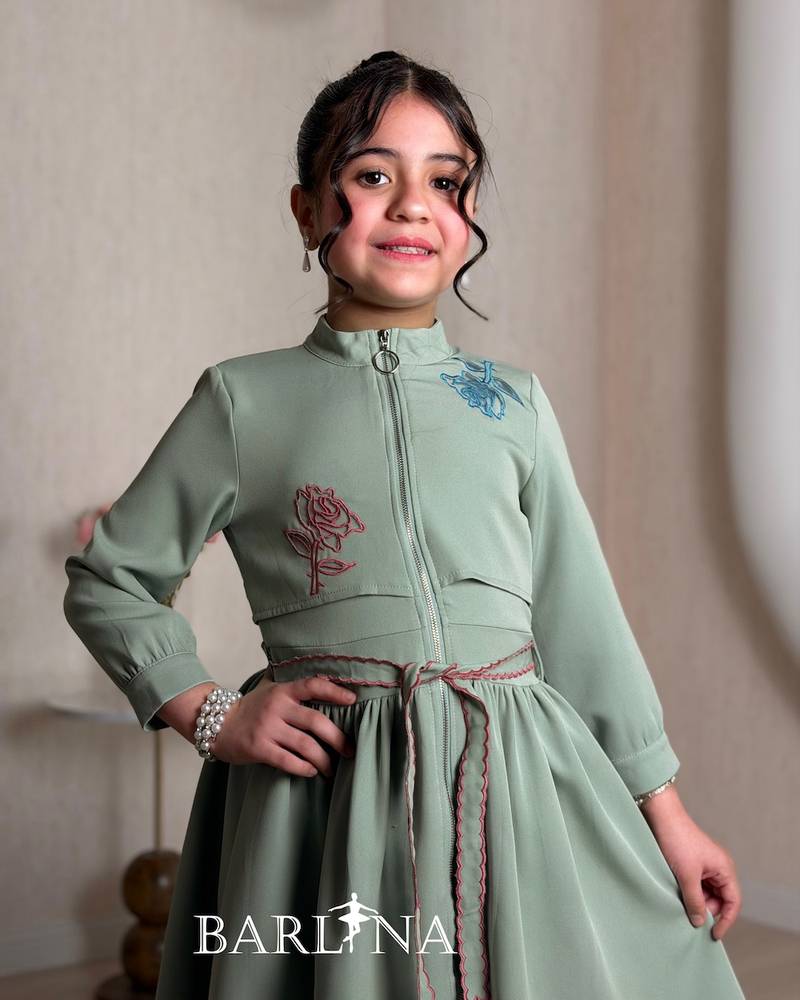Girls' dark Tiffany dress with front zipper