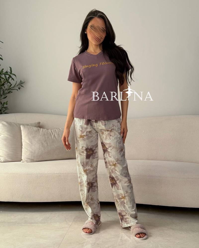 Stylish pajamas with floral print pants