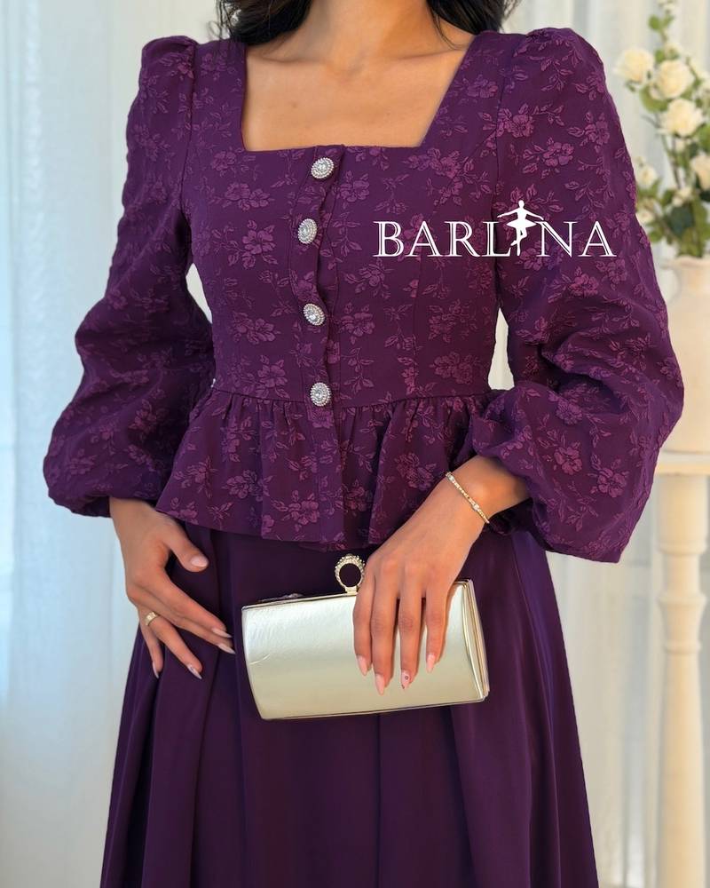 Purple midi set with a floral top