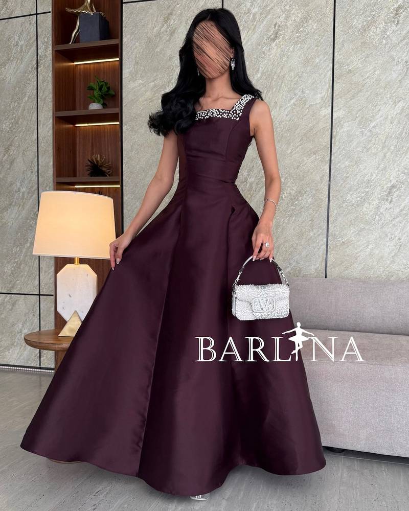 Classic cut burgundy evening dress