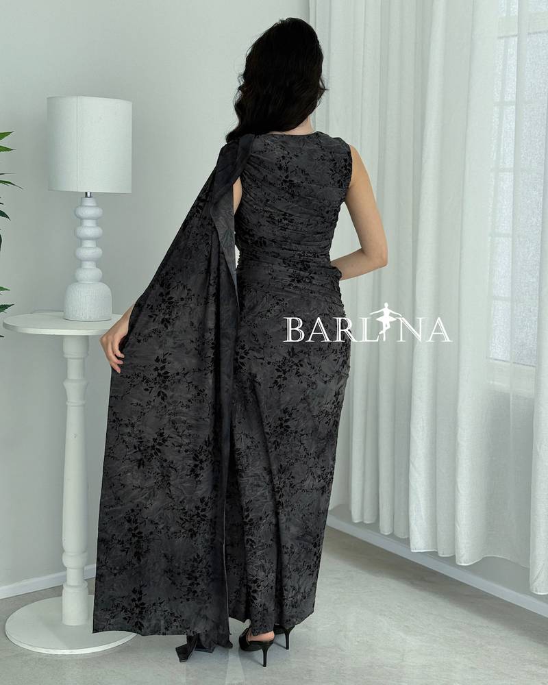 Elegant, soft black dress with side details
