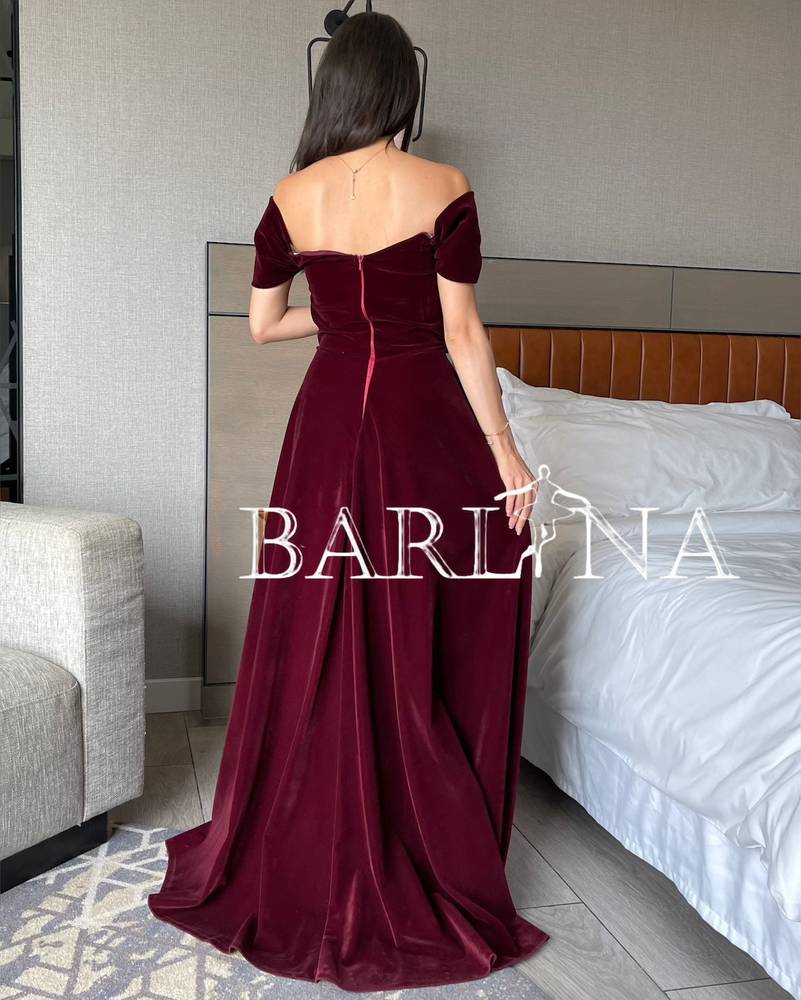 Long burgundy velvet dress