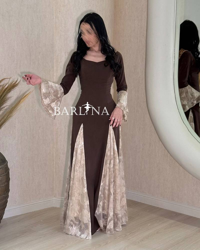 brown dress with elegant lace details