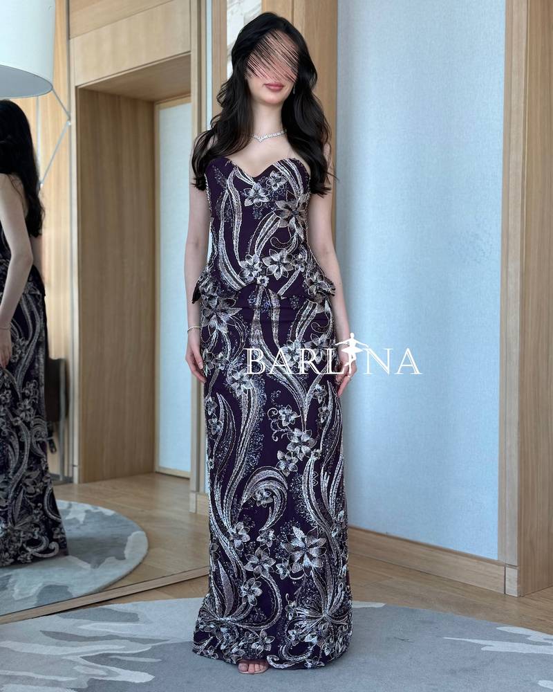 Dark purple set with rose embroidery