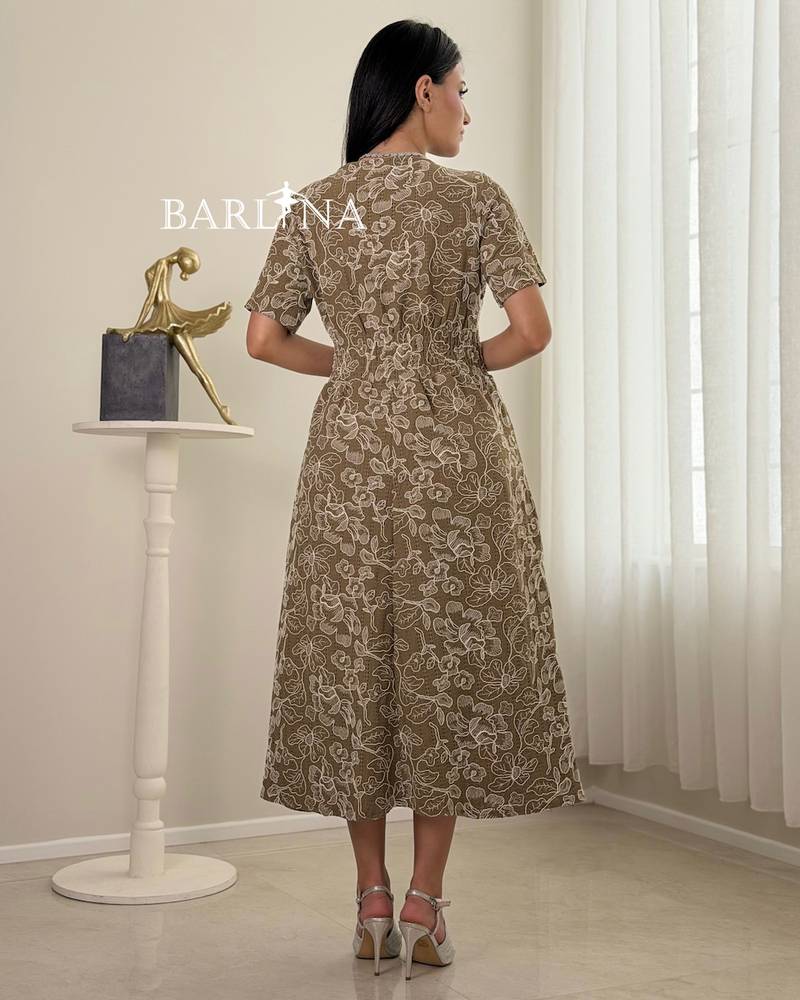 Floral midi dress with buttons down the center