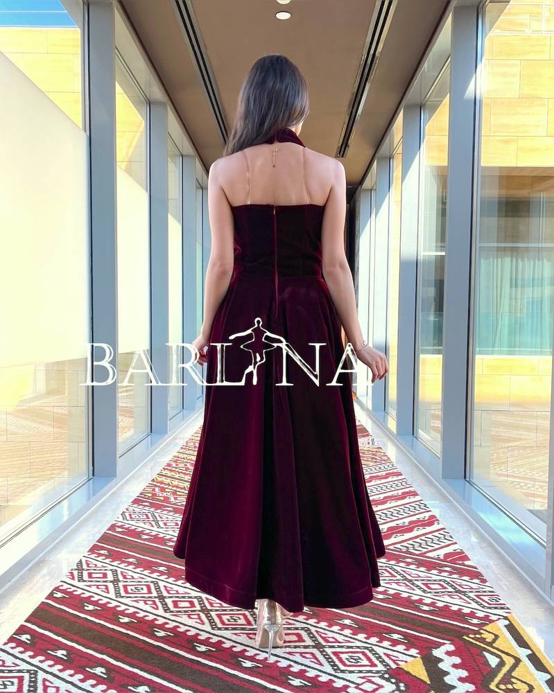 Velvet Dress with a Necktie