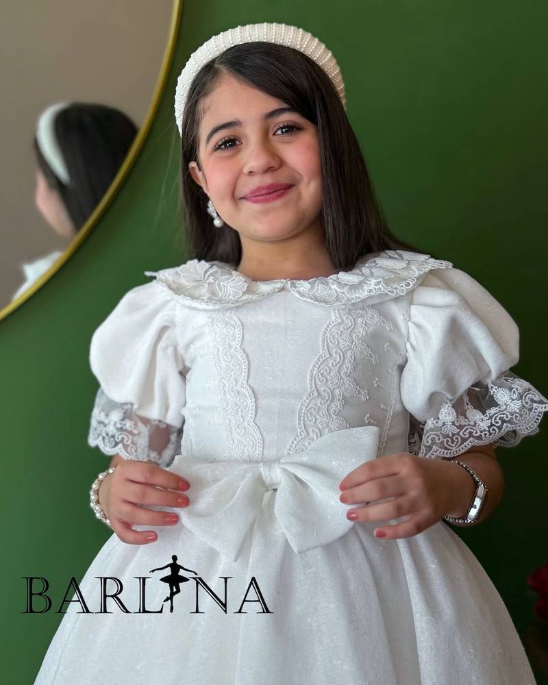 white girls' dress with classic lace