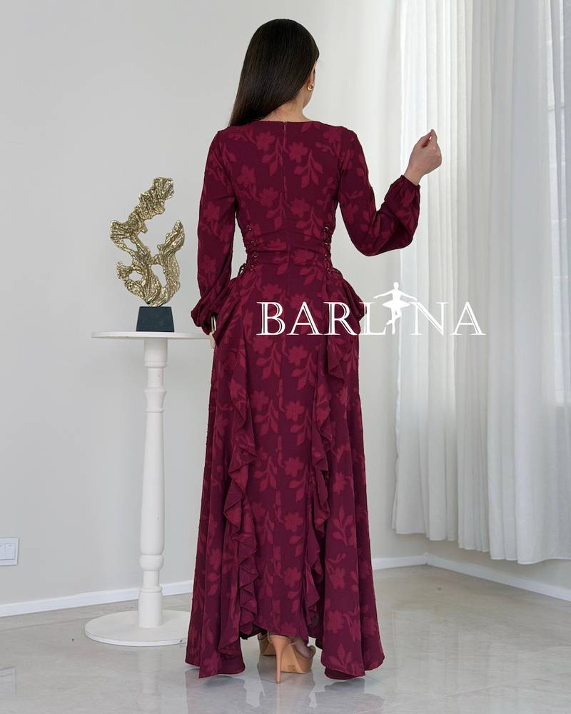 Soft fuchsia dress with side details and buttons