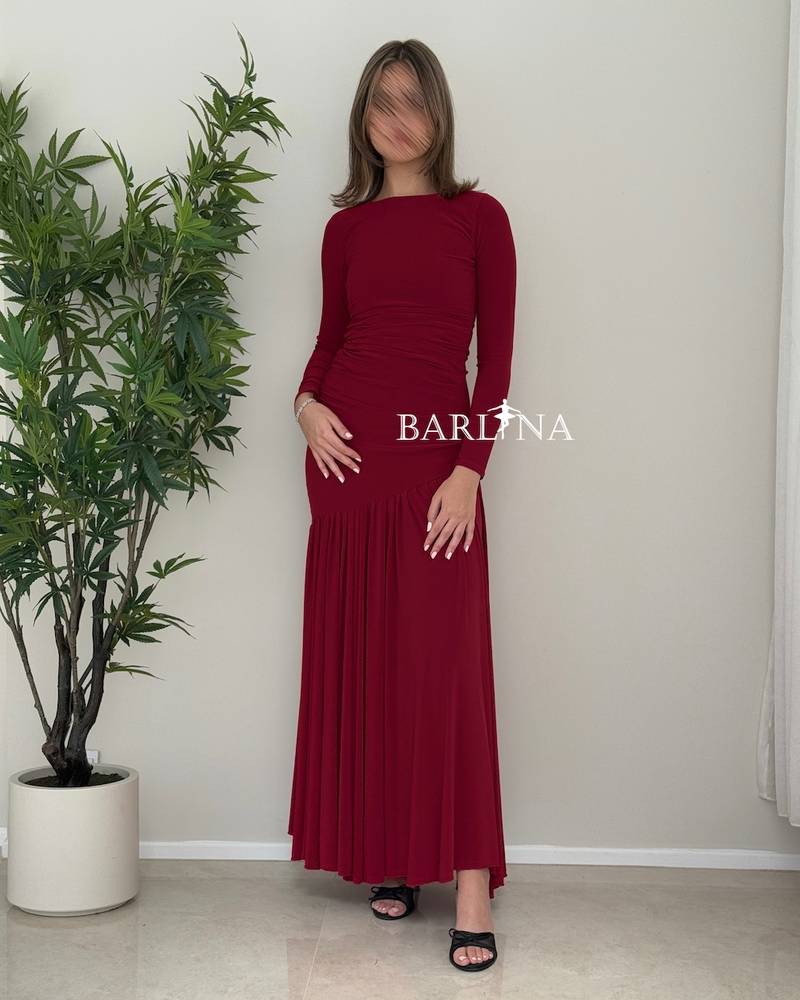 long red dress with wide at the bottom