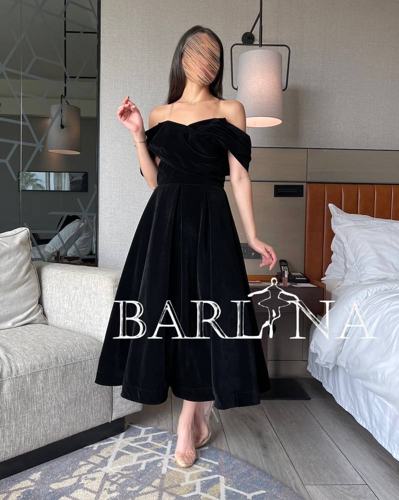 Black velvet midi dress