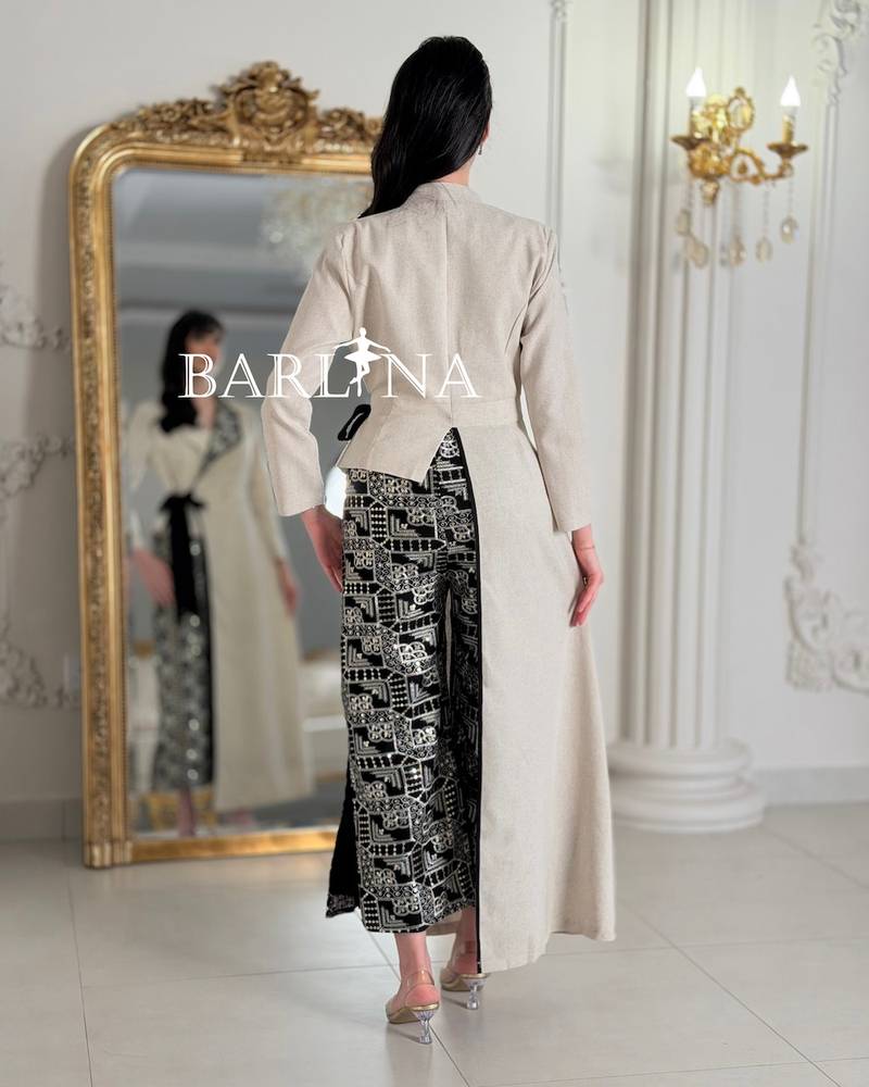 Beige jumpsuit jalabiya with side tie