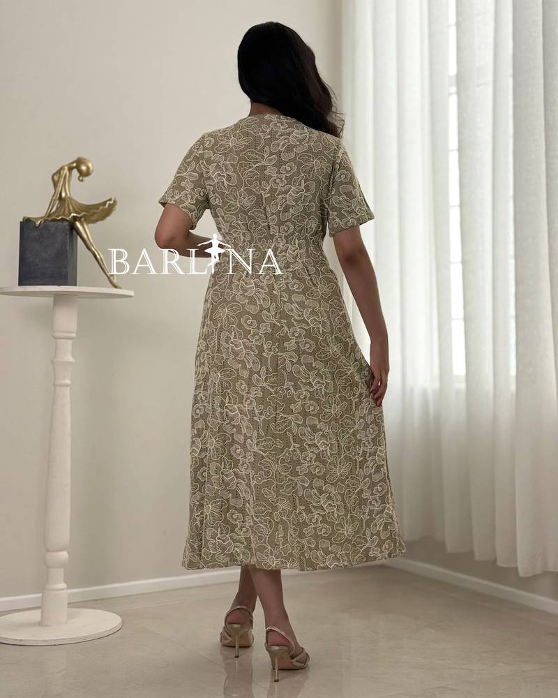 Floral midi dress with buttons down the center
