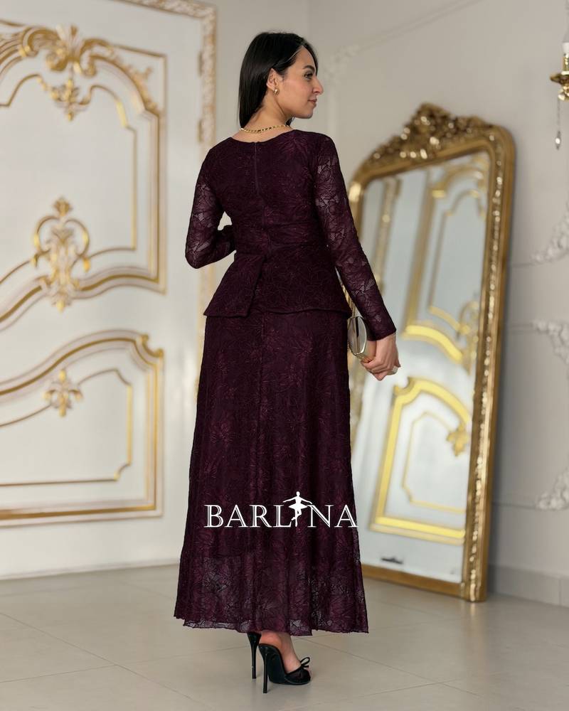 Royal dark purple dress with front buttons